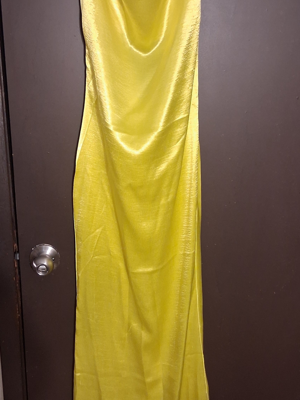 TC Satin Cowl Neck Maxi Dress in Yellow